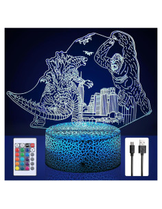 Luz Nocturna LED 3D Godzilla vs King Kong con Control Remoto