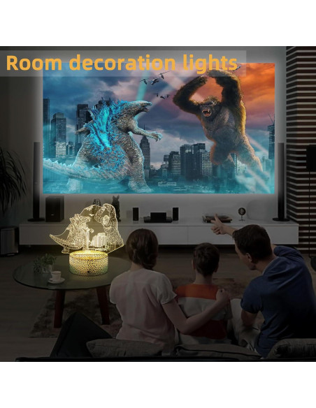 Luz Nocturna LED 3D Godzilla vs King Kong con Control Remoto
