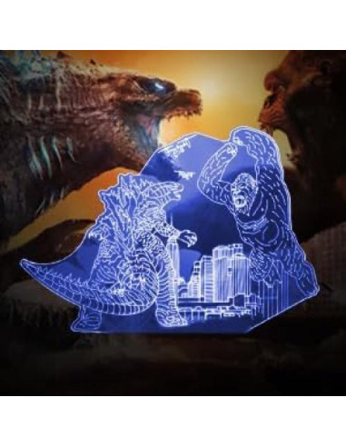 Luz Nocturna LED 3D Godzilla vs King Kong con Control Remoto