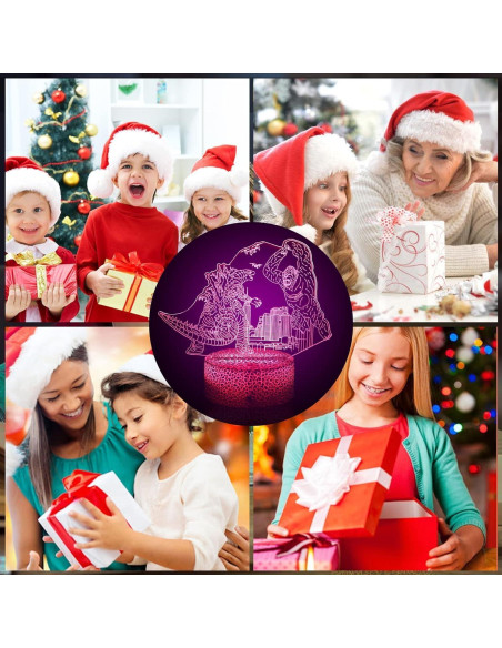 Luz Nocturna LED 3D Godzilla vs King Kong con Control Remoto