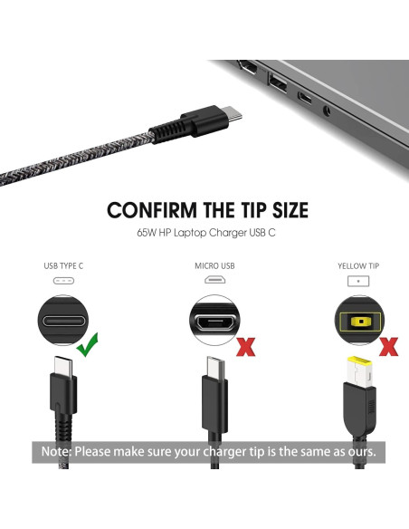 Cargador USB C 65W HP para Spectre, Envy, EliteBook
