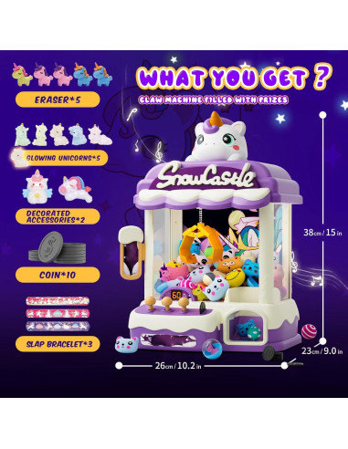Máquina de Garras Unicornios Skirfy para Niños 6+ Años