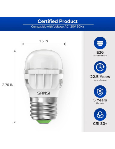Bombillas LED SANSI 7W E26 800 lúmenes 5000K Paquete de 6