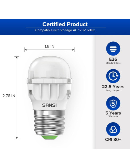 Bombillas LED SANSI 7W E26 800 lúmenes 5000K Paquete de 6