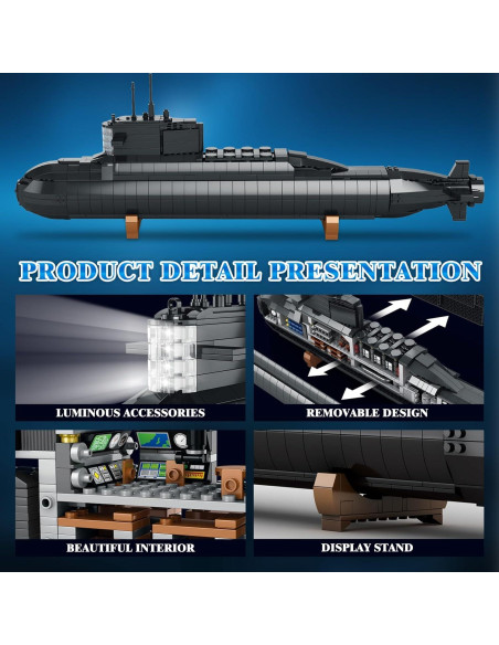 Kit de Construcción Submarino Nuclear Brihappen 1498 Piezas