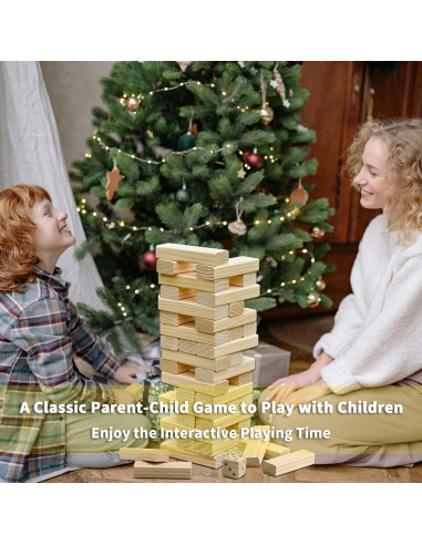 Torre de Caída Gigante GOROCK 57 Pcs Madera 1.28 m Juego Jardín