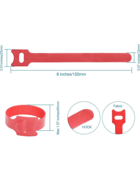Bridas de Cable Reutilizables Hmrope 60PCS 15cm Microfibra