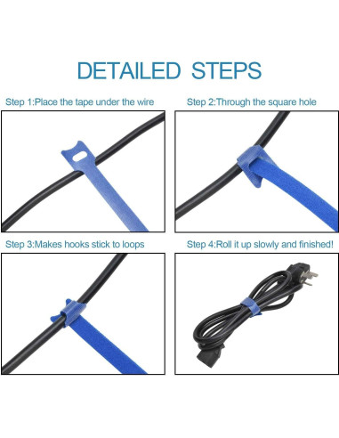 Bridas de Cable Reutilizables Hmrope 60PCS 15cm Microfibra