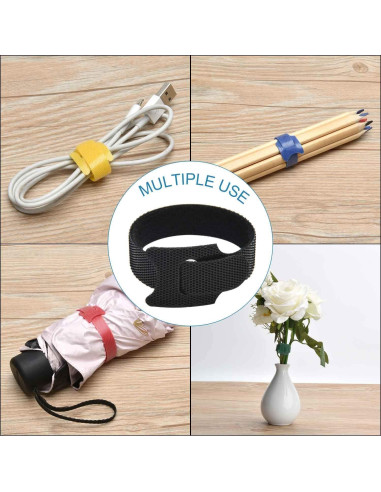 Bridas de Cable Reutilizables Hmrope 60PCS 15cm Microfibra