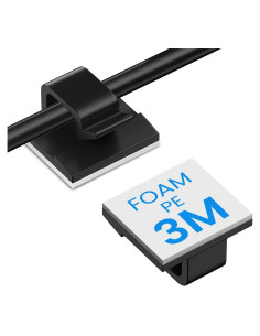 30 Clips Adhesivos TEZOP Negros para Gestión de Cables