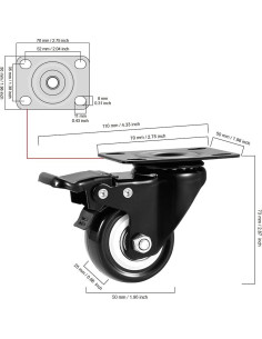Ruedas Giratorias CLOATFET 5 cm con Bloqueo - Juego de 4 2