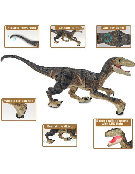 Juguete Dinosaurio RC BOMPOW 33x20x18cm Amarillo para Niños