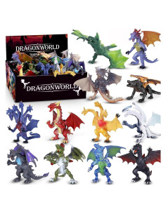 Juego de 12 Figuras de Dragón Realistas KarberDark 10.16 cm