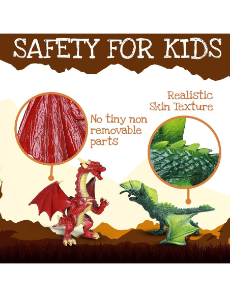 Juego de 12 Figuras de Dragón Realistas KarberDark 10.16 cm