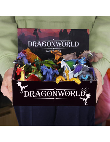 Juego de 12 Figuras de Dragón Realistas KarberDark 10.16 cm