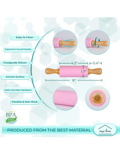 Mini Rodillo de Silicona Mase Home Rosa 22.86 cm para Niños 2