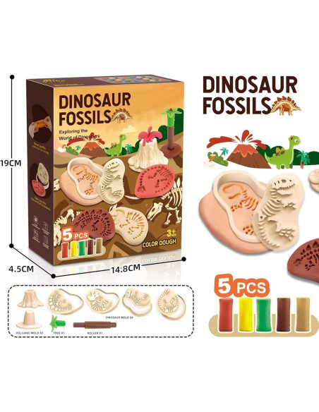 Conjunto de Masa de Color Dinosaurio 23 Piezas para Niños 4-8 Años