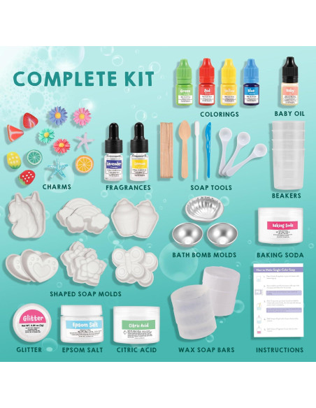 Klever Kits Kit de Fabricación de Jabón y Bombas de Baño 1.17kg