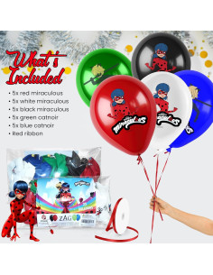 Globos de Cumpleaños Miraculous Ladybug 30 cm 25 Pcs Láttex 2