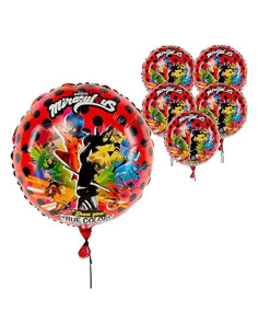 Conjunto de Globos de Fiesta Miraculous Ladybug - 5 Pzs 43 cm