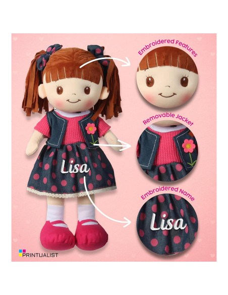 Muñeca de Trapo Personalizada Printualist 40 cm Falda Rosa