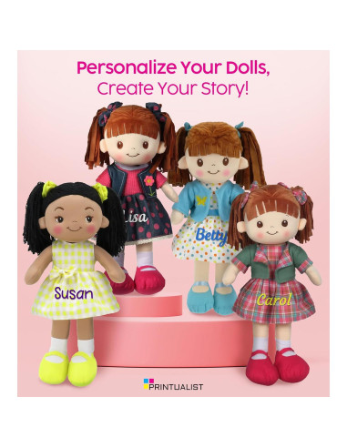 Muñeca de Trapo Personalizada Printualist 40 cm Falda Rosa