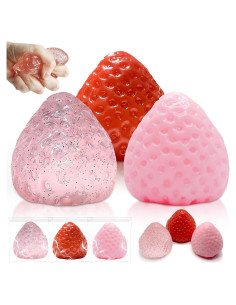 3 Piezas Squishies de Fresa Kawaii - Juguetes Antiestrés