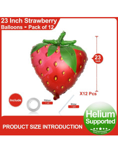 Paquete de 12 globos de fresa LHOAVWE 58 cm para fiestas 2