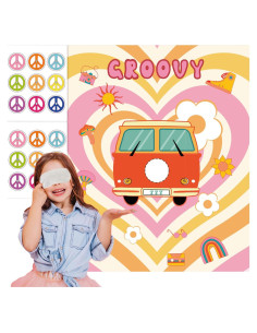 Juego de Fiesta Hippie Groovy TYHJOY - Pin the Peace Sign
