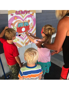 Juego de Fiesta Hippie Groovy TYHJOY - Pin the Peace Sign 2