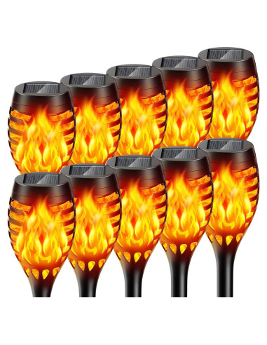 Luces Solares de Antorcha BONLION - Paquete de 10 LED Amarillo