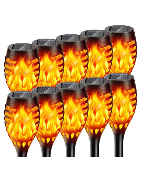 Luces Solares de Antorcha BONLION - Paquete de 10 LED Amarillo