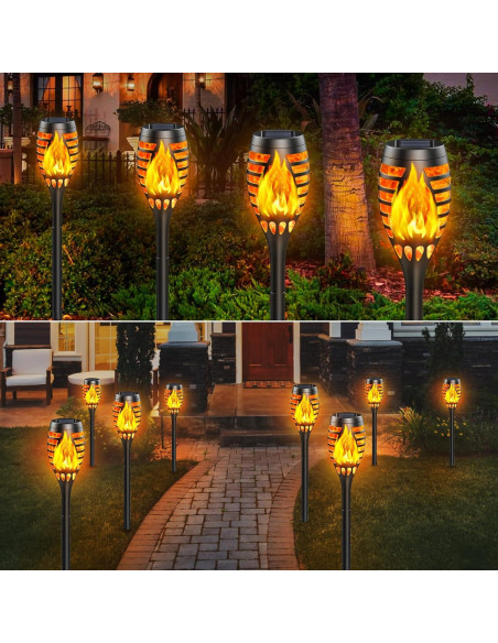 Luces Solares de Antorcha BONLION - Paquete de 10 LED Amarillo