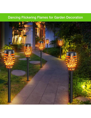 Luces Solares de Antorcha BONLION - Paquete de 10 LED Amarillo