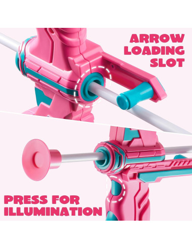 Conjunto de Arco y Flecha Rosa Joyin con Luz LED y 9 Flechas