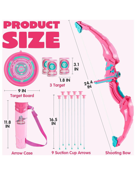 Conjunto de Arco y Flecha Rosa Joyin con Luz LED y 9 Flechas
