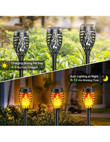 Luces Solares de Antorcha BONLION - Paquete de 10 LED Amarillo