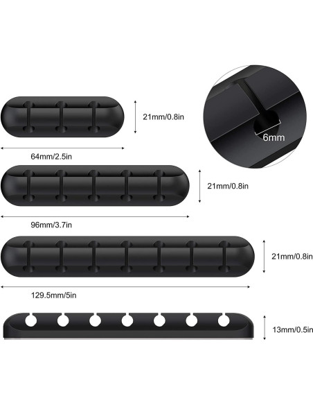 SOULWIT Clips Sujetacables Autoadhesivos Silicona 3 Pzas