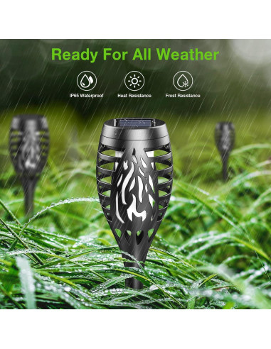 Luces Solares de Antorcha BONLION - Paquete de 10 LED Amarillo