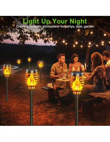 Luces Solares de Antorcha BONLION - Paquete de 10 LED Amarillo