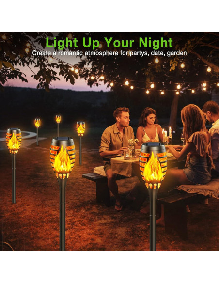 Luces Solares de Antorcha BONLION - Paquete de 10 LED Amarillo