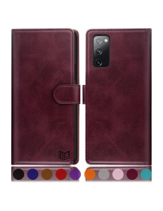 Funda de Cuero SUANPOT para Samsung S20 FE con RFID Rojo