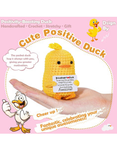 Pato de Ganchillo RoomyRoc 8.9 cm - Juguete Antiestrés Hecho a Mano 2