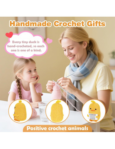 Pato de Ganchillo RoomyRoc 8.9 cm - Juguete Antiestrés Hecho a Mano