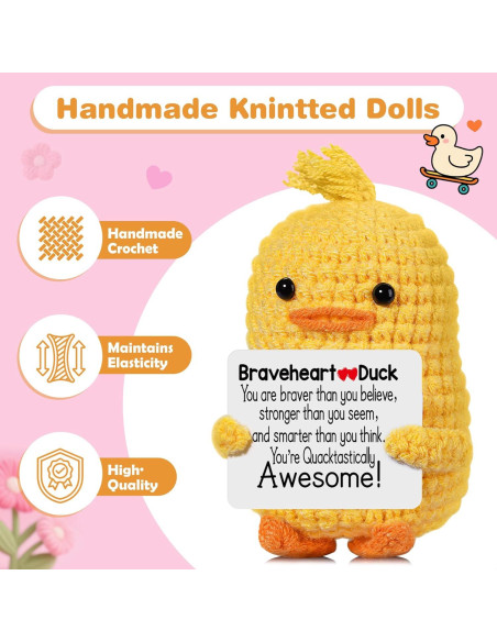 Pato de Ganchillo RoomyRoc 8.9 cm - Juguete Antiestrés Hecho a Mano