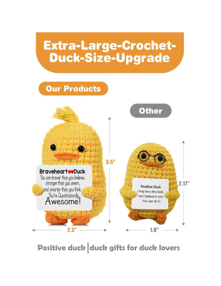 Pato de Ganchillo RoomyRoc 8.9 cm - Juguete Antiestrés Hecho a Mano