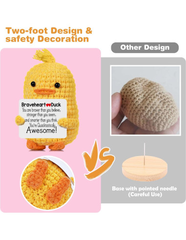 Pato de Ganchillo RoomyRoc 8.9 cm - Juguete Antiestrés Hecho a Mano