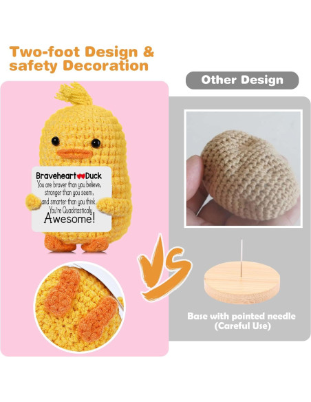 Pato de Ganchillo RoomyRoc 8.9 cm - Juguete Antiestrés Hecho a Mano