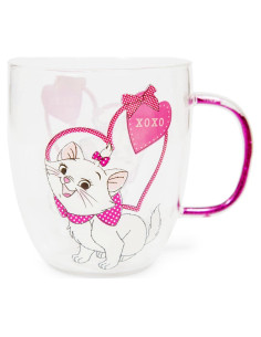 Taza de Café de Vidrio Disney Aristogatos Marie 396 ml Rosa