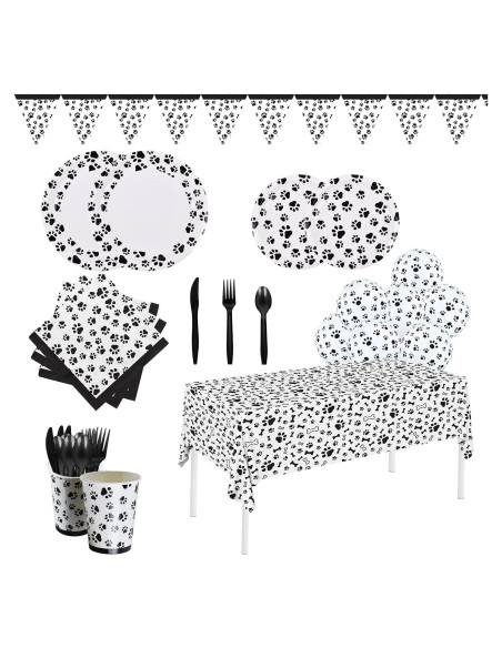 Suministros de Fiesta Huellas de Perro Gatherfun para 25 Personas